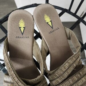 Volatile Tan Woven Wedges